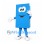 Book Mascot Costume in Blue with Large Eyes and White Gloves
