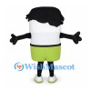 Cylinder Character Mascot Costume with Black Hair and Green Shorts