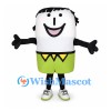 Cylinder Character Mascot Costume with Black Hair and Green Shorts