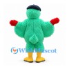 Duck Mascot Costume in Green with Red Belly and Black Cap