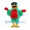 Duck Mascot Costume in Green with Red Belly and Black Cap