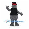Hippo Mascot Costume in Gray with Black Vest and Top Hat