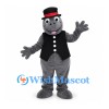 Hippo Mascot Costume in Gray with Black Vest and Top Hat