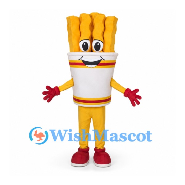 French Fries Mascot Costume with White Cup and Red Shoes