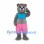 Bear Mascot Costume in Gray with Blue Top and Pink Shorts