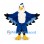 Eagle Mascot Costume in Blue and White with Wide Feathered Wings