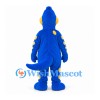 Dinosaur Mascot Costume in Blue with Yellow Belly and Spots