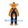 Fox Mascot Costume with Navy Overalls and White Tail Tip