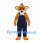 Fox Mascot Costume with Navy Overalls and White Tail Tip