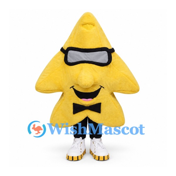 Star Mascot Costume with Black Sunglasses and Bow Tie