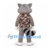 Raccoon Mascot Costume in Gray with Camouflage Vest