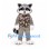 Raccoon Mascot Costume in Gray with Camouflage Vest