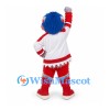 Bird Mascot Costume with Blue Hair and White Red Sports Uniform
