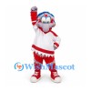 Bird Mascot Costume with Blue Hair and White Red Sports Uniform
