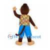 Monkey Mascot Costume with Colorful Checkered Vest and Blue Shorts