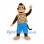 Monkey Mascot Costume with Colorful Checkered Vest and Blue Shorts