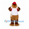 Dog Mascot Costume with Red Cap and White Baseball Jersey