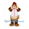 Dog Mascot Costume with Red Cap and White Baseball Jersey