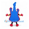 Electric Guitar Mascot Costume in Blue with Red Trim and Crown Detail