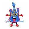 Electric Guitar Mascot Costume in Blue with Red Trim and Crown Detail
