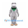 Hippo Mascot Costume in Gray with Green Neck Scarf