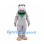 Hippo Mascot Costume in Gray with Green Neck Scarf