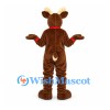 Deer Mascot Costume in Brown with Cream Belly and Red Collar