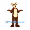 Deer Mascot Costume in Brown with Cream Belly and Red Collar