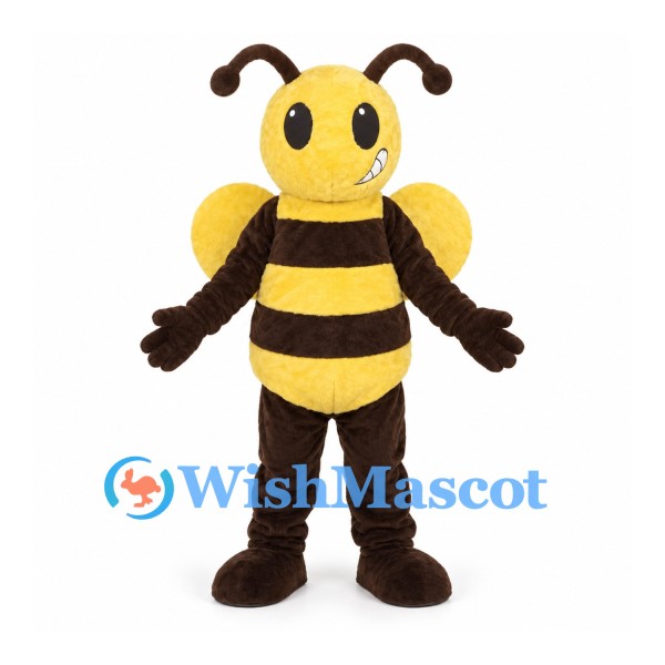 Bee Mascot Costume in Brown and Yellow with Large Wings