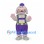 Rabbit Mascot Costume with Purple Pants and Striped Suspenders