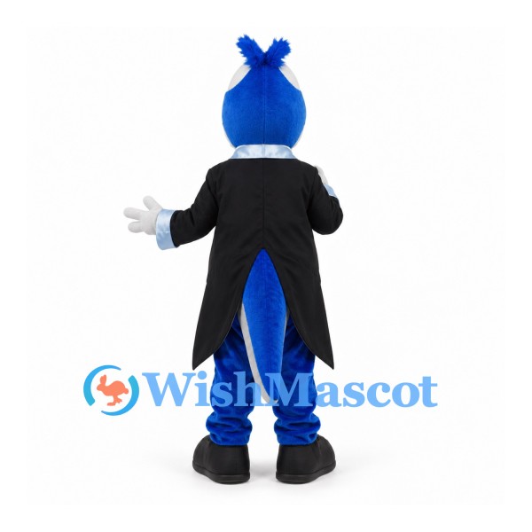 Horse Mascot Costume with Blue Mane and Black Tuxedo Tailcoat