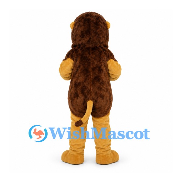 Lion Mascot Costume in Gold with Long Brown Mane