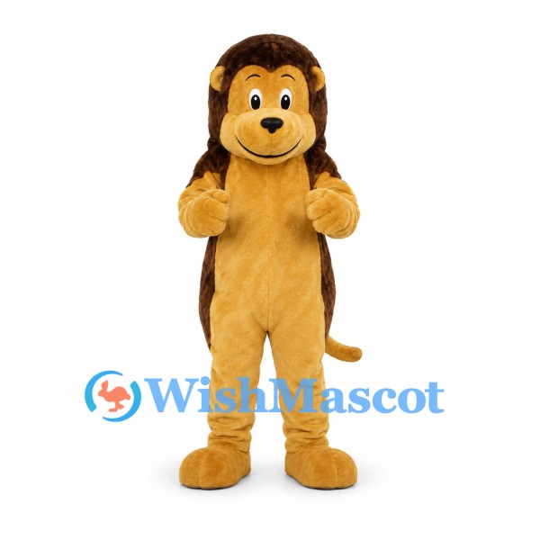 Lion Mascot Costume in Gold with Long Brown Mane