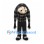 Hunched Man Mascot Costume with Black Checkered Shirt