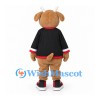 Dog Mascot Costume with Black Sports Shirt and Tan Pants