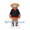 Dog Mascot Costume with Black Sports Shirt and Tan Pants
