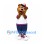 Bear Mascot Costume with White Sports Shirt and Blue Shorts