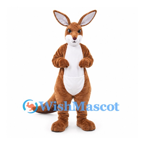 Kangaroo Mascot Costume in Brown with White Belly