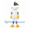 Clown Mascot Costume with White Polka Dot Suit and Black Hair