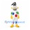 Clown Mascot Costume with White Polka Dot Suit and Black Hair