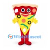Pizza Slice Mascot Costume with Colorful Toppings and Smiling Face