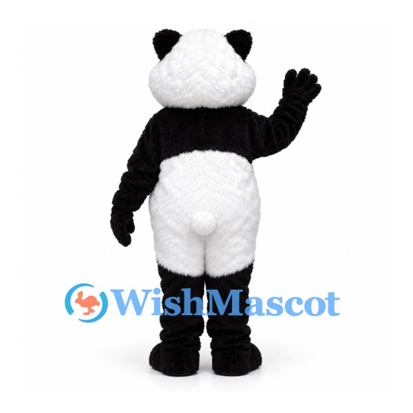 Panda Mascot Costume in Black and White with Rounded Body