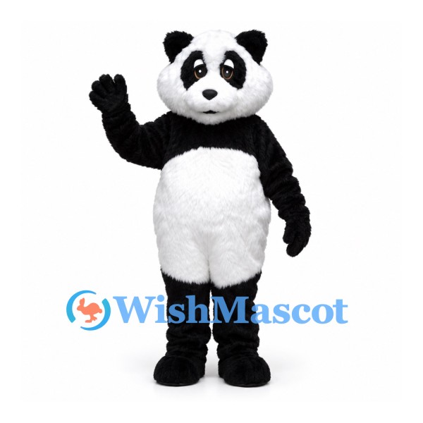 Panda Mascot Costume in Black and White with Rounded Body