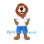 Lion Mascot Costume with White Shirt and Blue Shorts