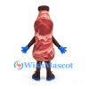 Salami Mascot Costume with Red Marbled Body and Brown Cap