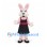 Rabbit Mascot Costume in Pink with Black Dress and Pink Belt