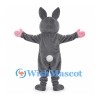 Rabbit Mascot Costume in Gray with White Belly and Pink Gloves
