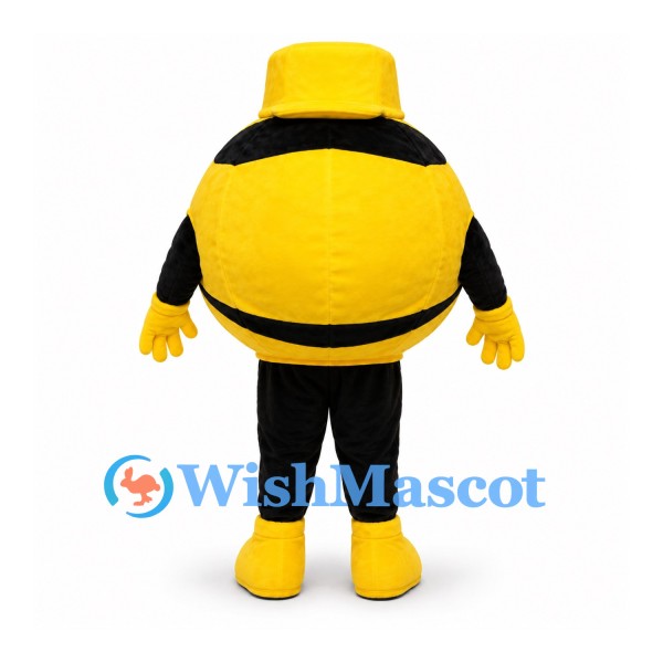 Bee Mascot Costume with Yellow Hat and Round Striped Body