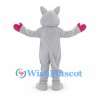 Cat Mascot Costume in Light Gray with Pink Muzzle and Hands