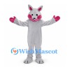 Cat Mascot Costume in Light Gray with Pink Muzzle and Hands